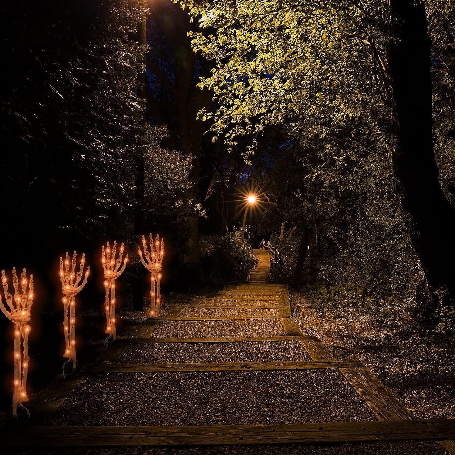 Halloween Decorations, 4 Pack Realistic Scary Skeleton Arms, Halloween Pathway Lights Halloween Indoor Outdoor Yard Garden Decor